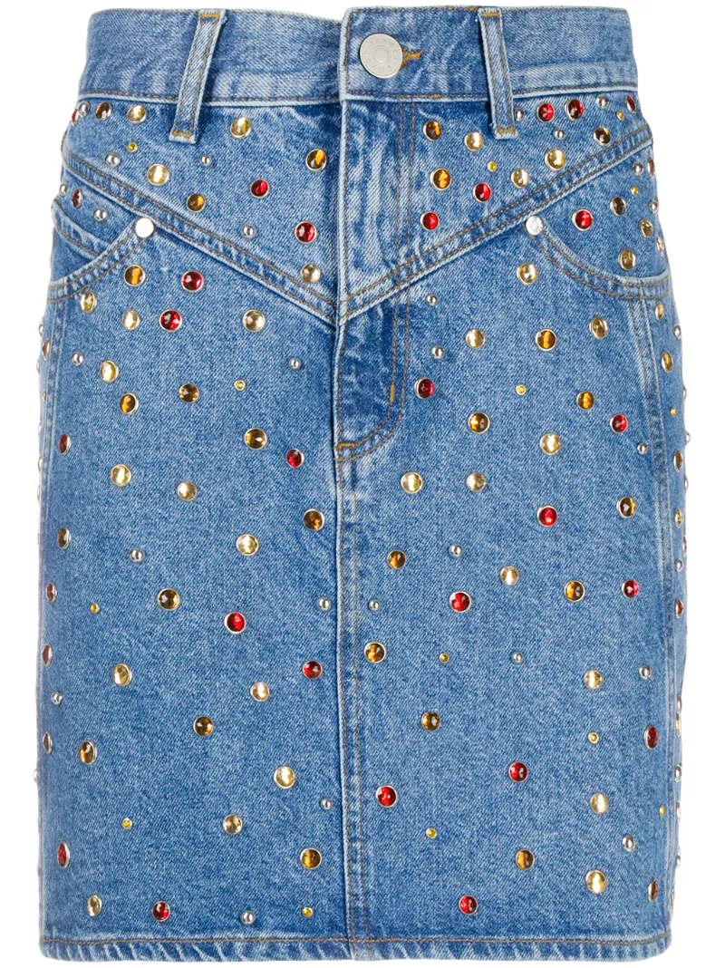 embellished denim skirt