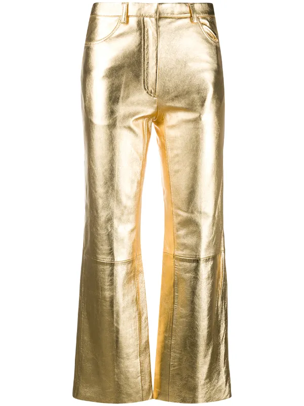 gold leather pants