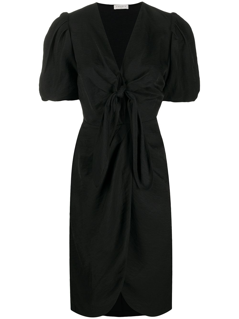 Sandro Bloane Ruched Midi Dress In Black