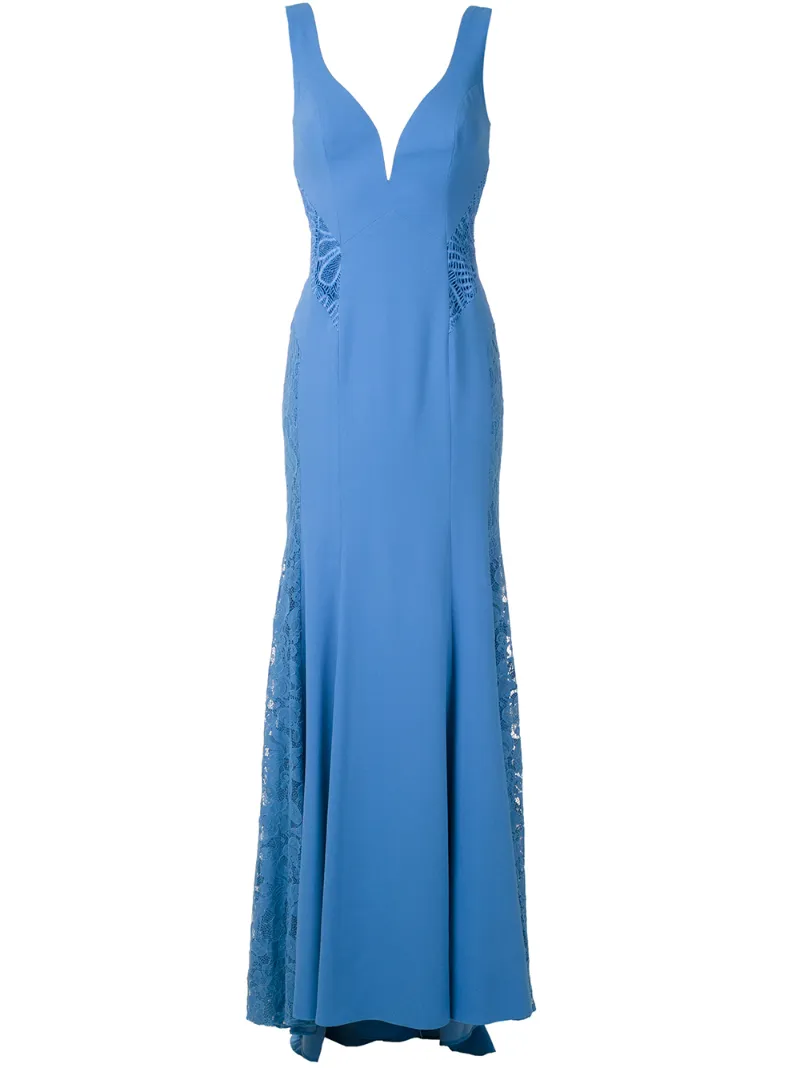 Martha Medeiros Julienza Lace Inserts Gown In Blue