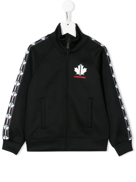 DSQUARED2 KIDS logo tape zip-up sweatshirt