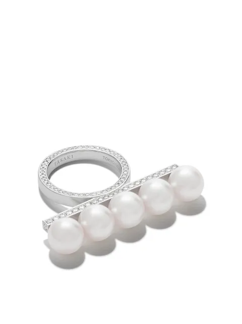 TASAKI 18kt white gold diamond pavé Collection Line Balance ring