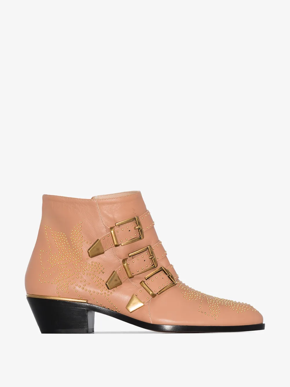 CHLOÉ PINK SUSANNA 30 BUCKLED LEATHER ANKLE BOOTS,CHC16A1347526U14784758