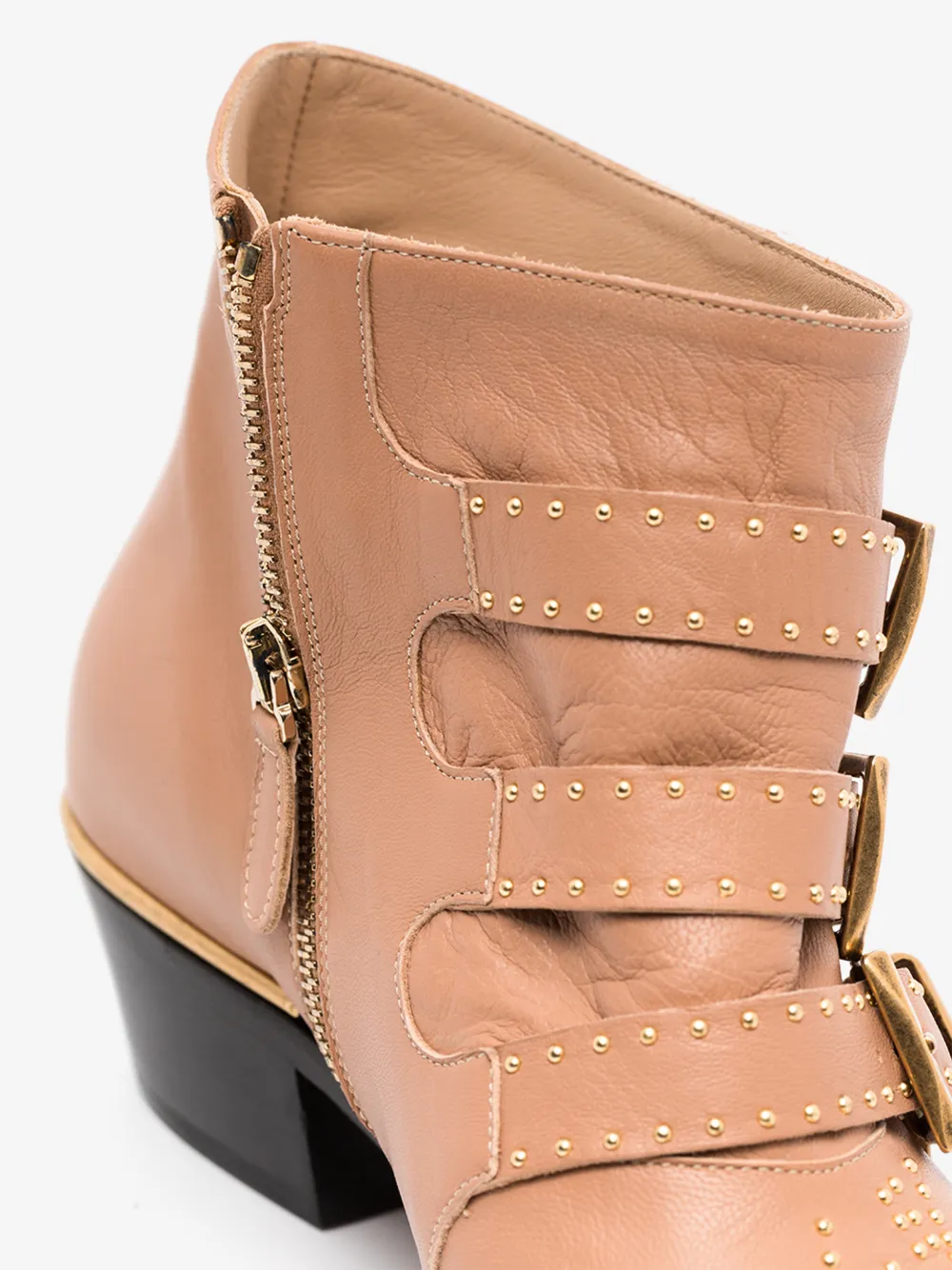 CHLOÉ PINK SUSANNA 30 BUCKLED LEATHER ANKLE BOOTS,CHC16A1347526U14784758