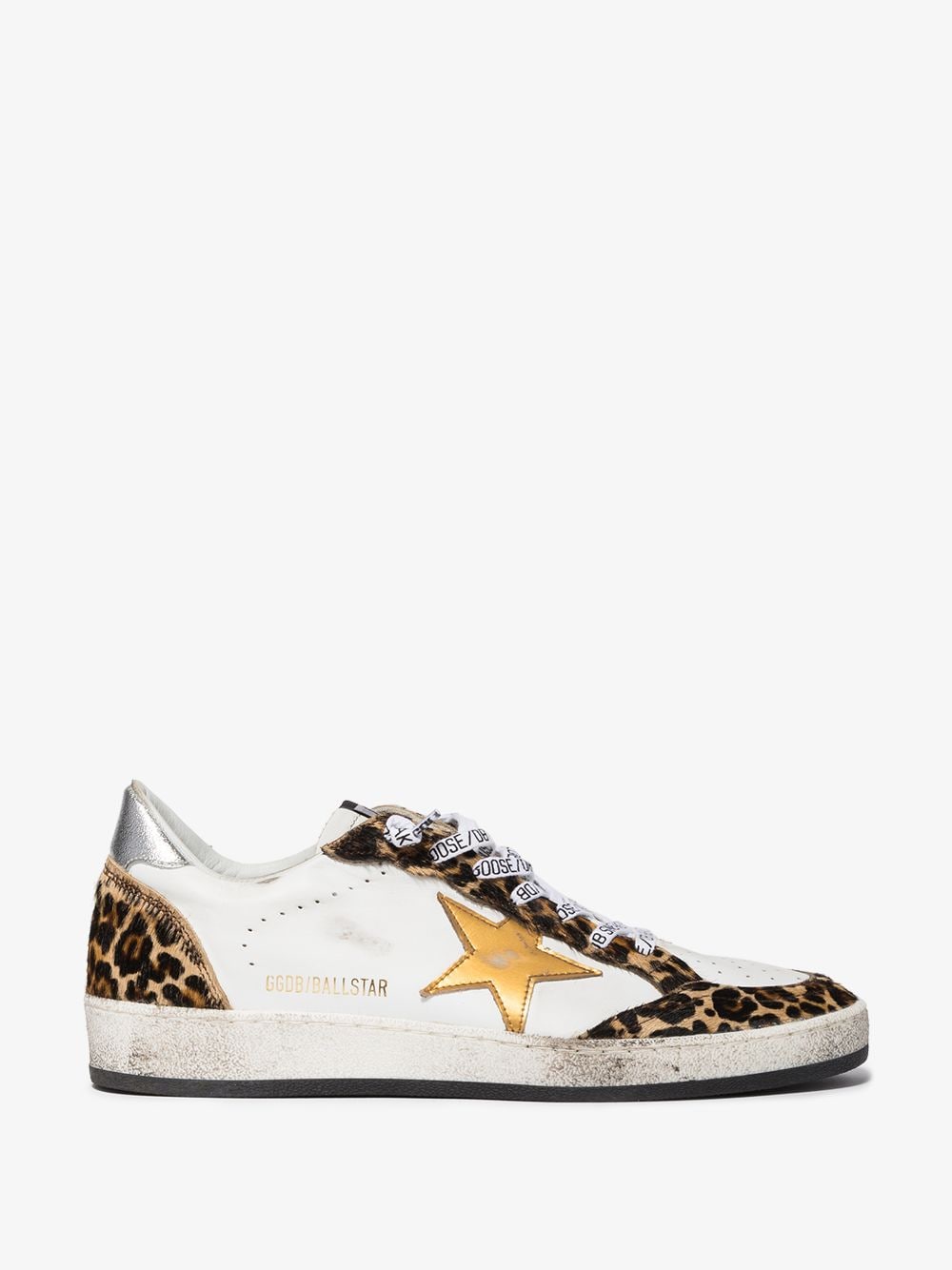 GOLDEN GOOSE WHITE BALL STAR LEOPARD PRINT SNEAKERS,G36WS592A8114784765