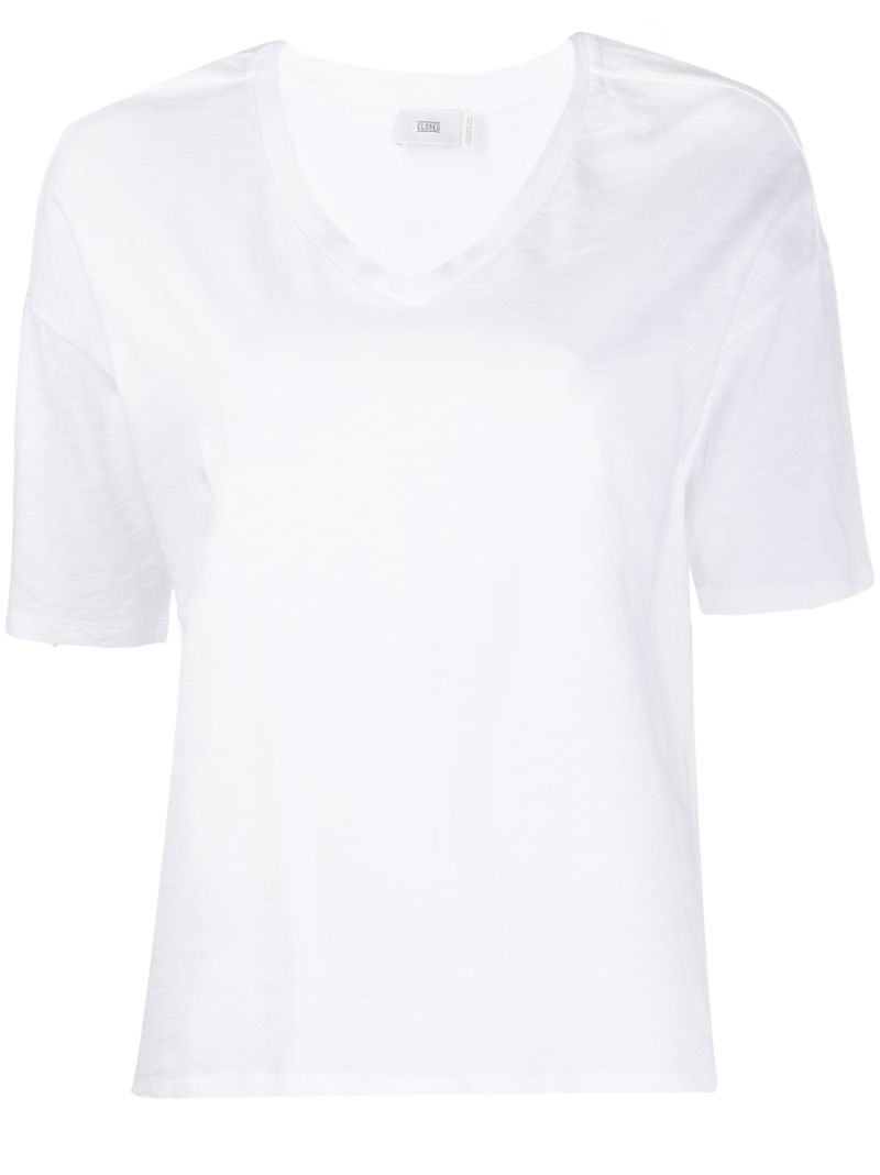 Closed V-neck T-shirt In White