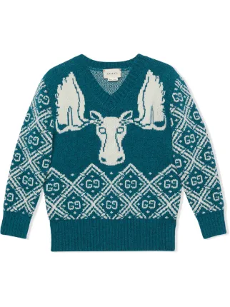 Children's gg reindeers store wool sweater