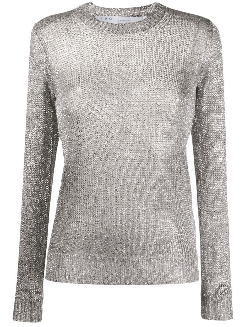 Iro Domus Metallic Knit Jumper In Silver