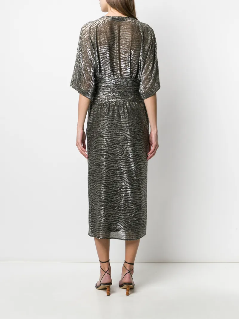 Shop Iro Metallic Stripe Dress In Grey