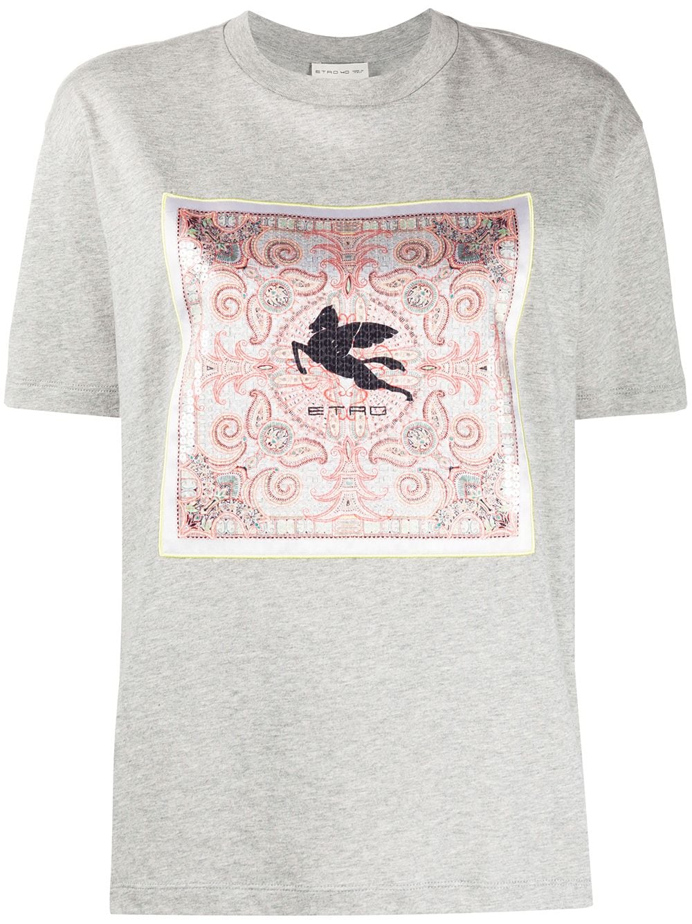 Shop Etro Scarf-panelled T-shirt In Grey