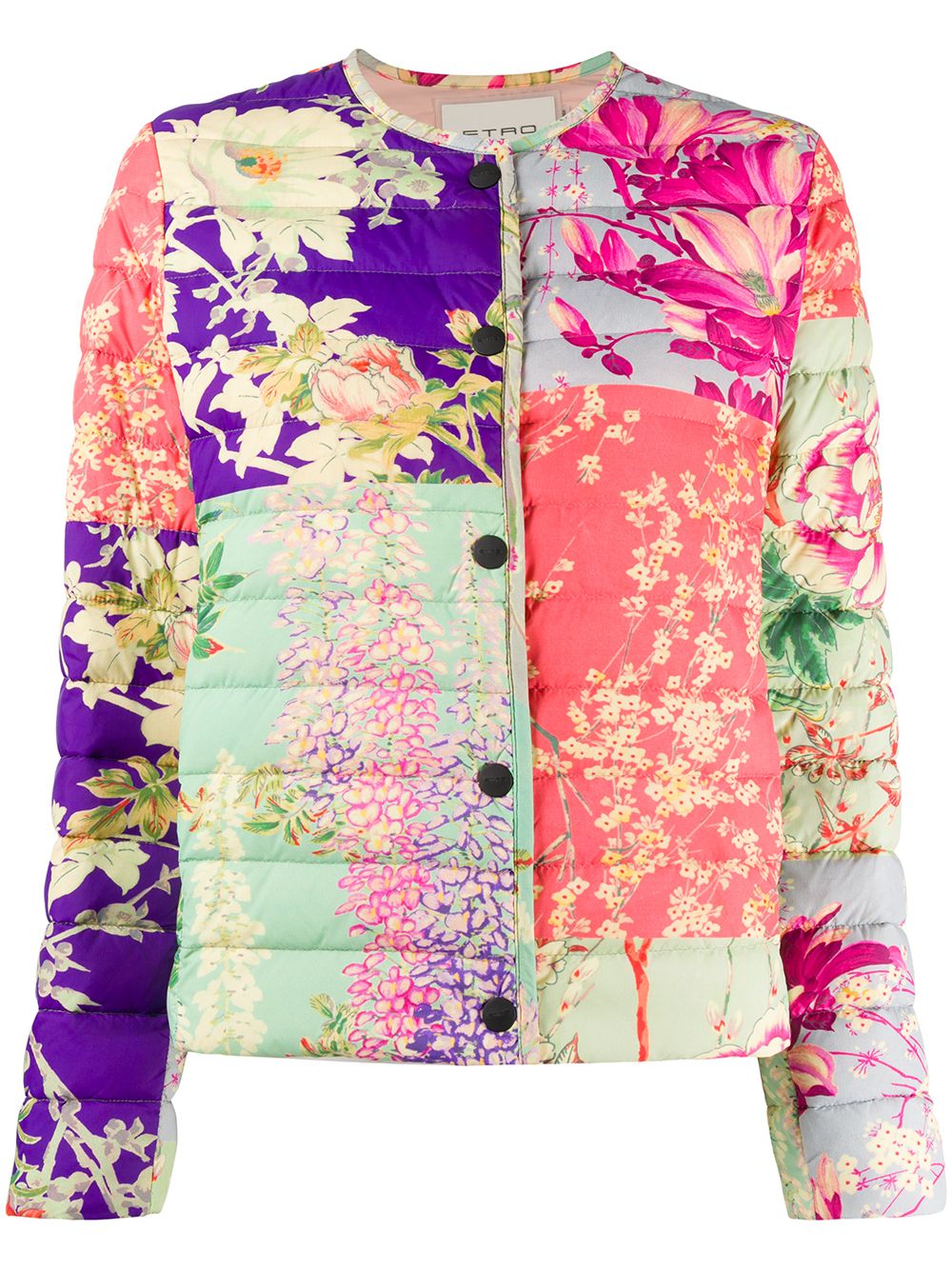 Etro Floral-print Downfilled Jacket In Green