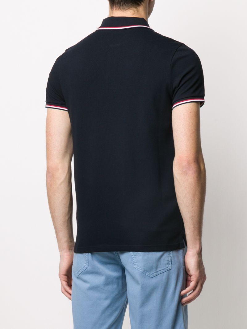 Shop Moncler Logo-appliqué Short-sleeved Polo Shirt In Blue