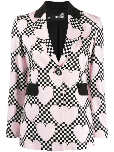 Love Moschino Heart Check Print Blazer - Farfetch