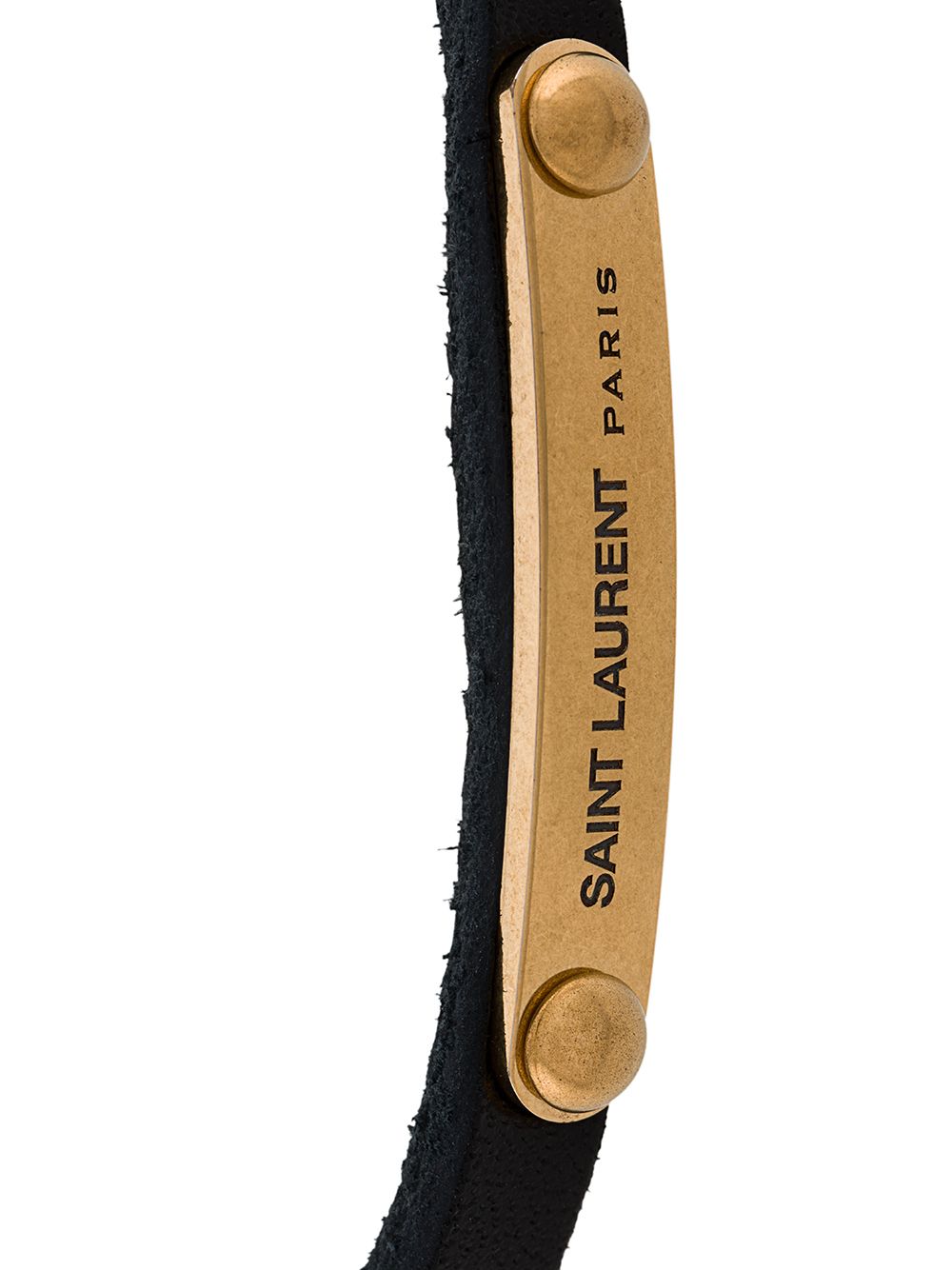 Shop Saint Laurent Engraved Logo Plaque Bracelet In Black