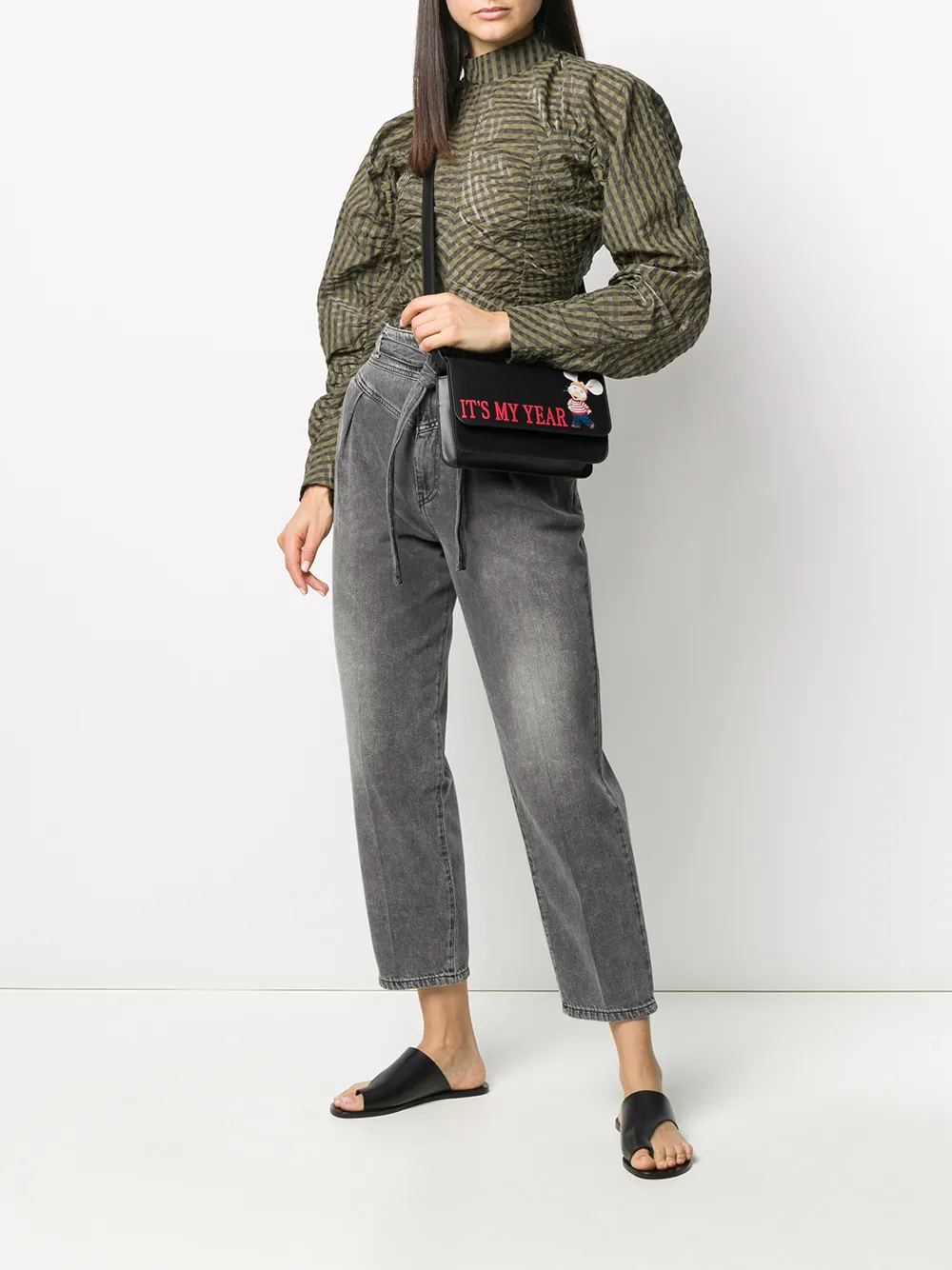 Alberta Ferretti Crossbodytas met tekst Zwart