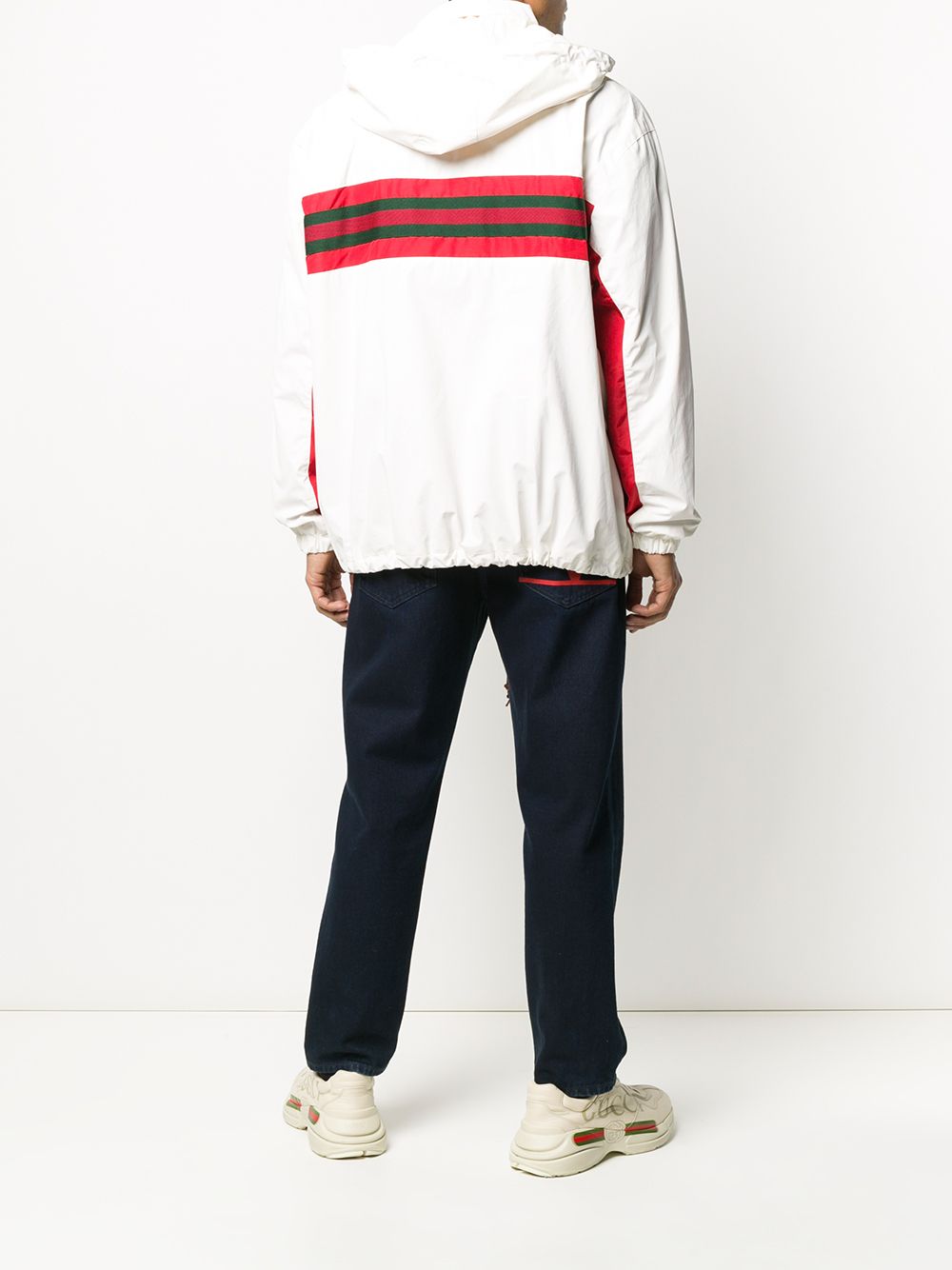 Shop Gucci Web Stripe Jacket In White