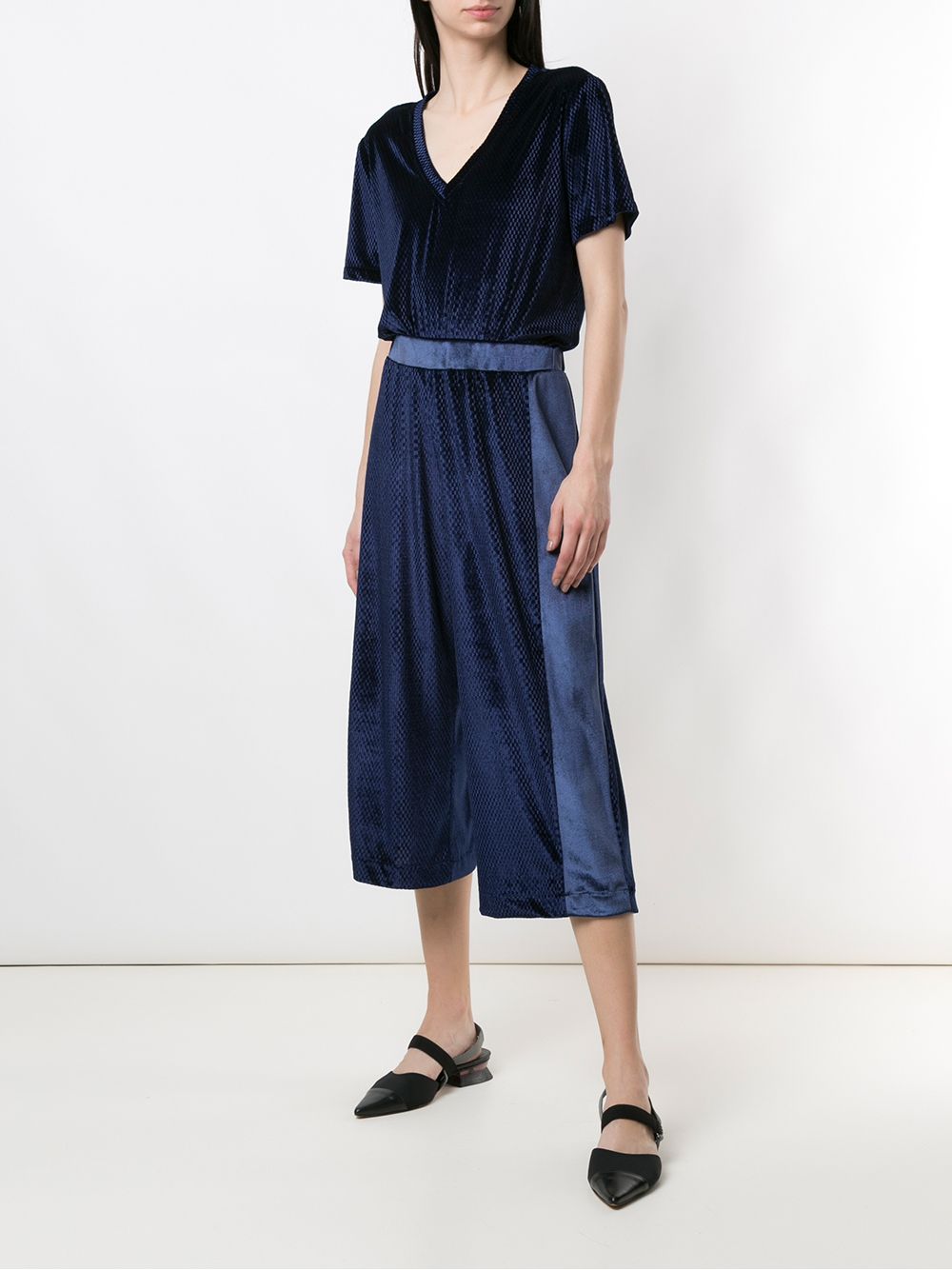 Shop Olympiah Cirque Velour Culottes In Blue