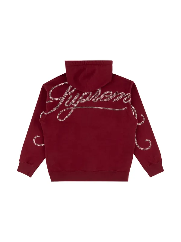 supreme script hoodie red