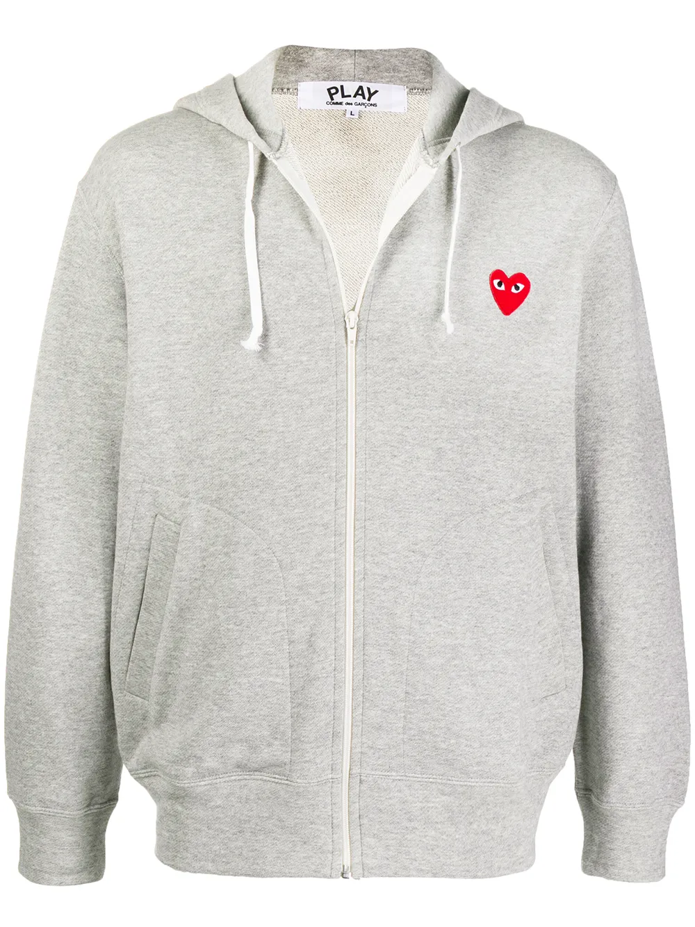 COMME DES GARÇONS PLAY LOGO EMBROIDERED ZIPPED HOODIE