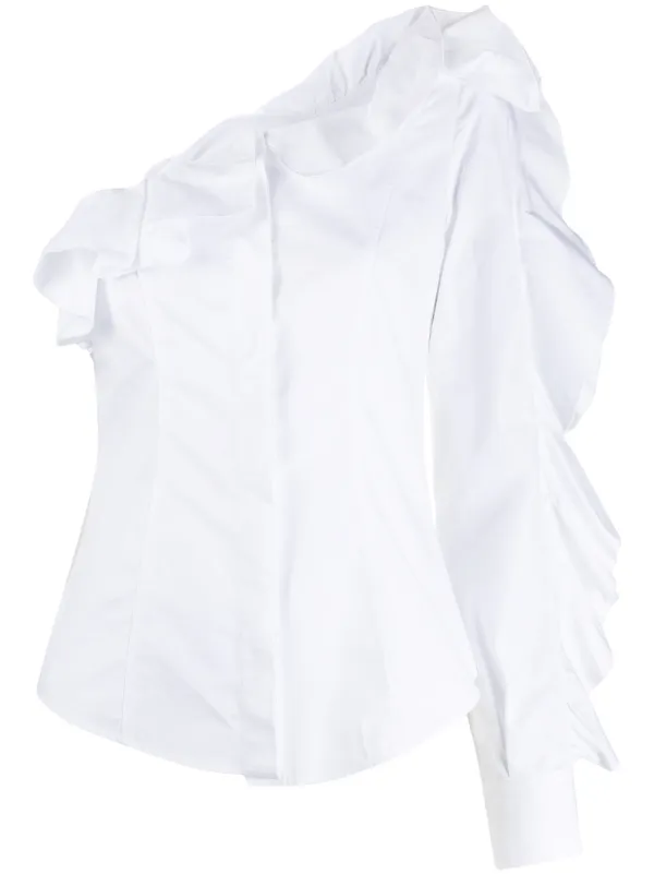 one shoulder shirt white