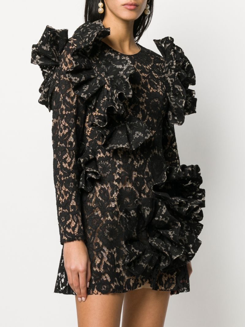 Shop Loulou Ruffled Lace Dress In Black