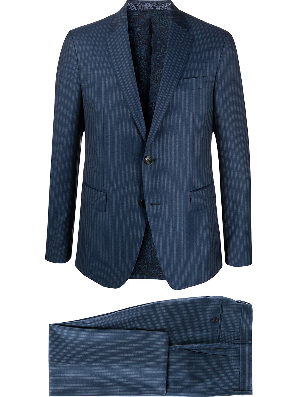 Etro Slim-fit Striped Two-piece Suit In Blue