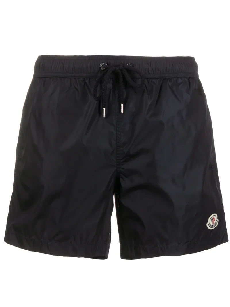 Moncler Logo-patch Nylon Swim Shorts In Blue