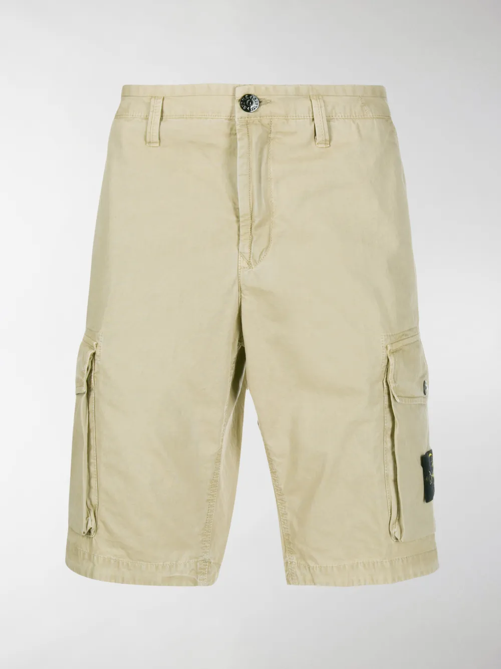 Stone Island Logo Patch Cargo Shorts In Neutrals