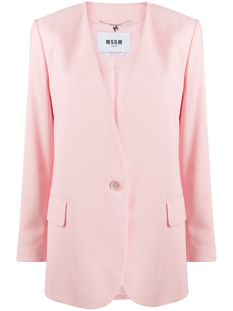 Msgm Collarless Single-breasted Blazer In Pink