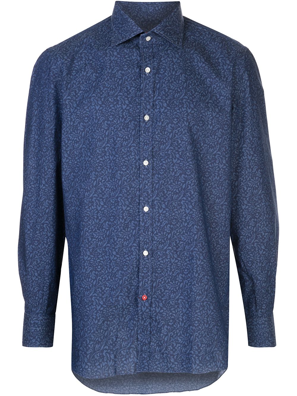 Isaia Floral-print Cotton Shirt In Blue