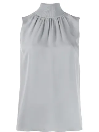 black mock neck sleeveless top