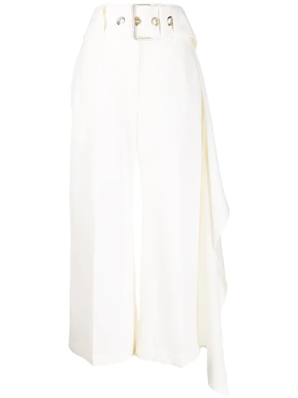 JW Anderson Belted Cropped Trousers in White