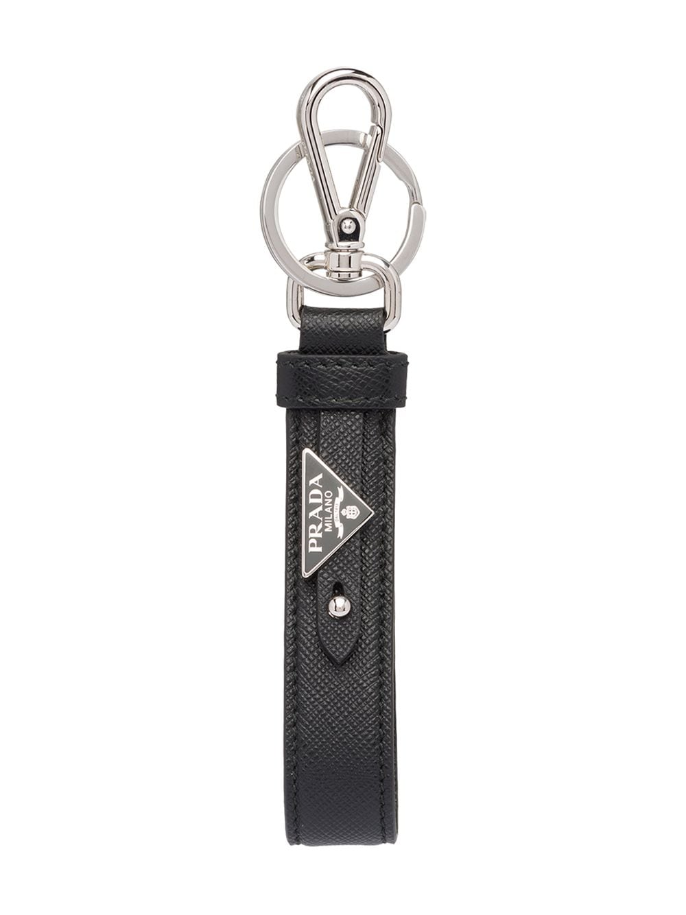 Prada Black leather and metal key holder