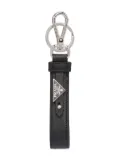 Prada triangle-logo leather keychain - Black
