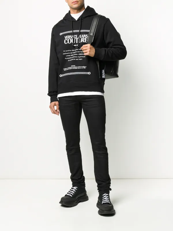 Versace Jeans Couture graphic-print Logo Hoodie | Black | FARFETCH