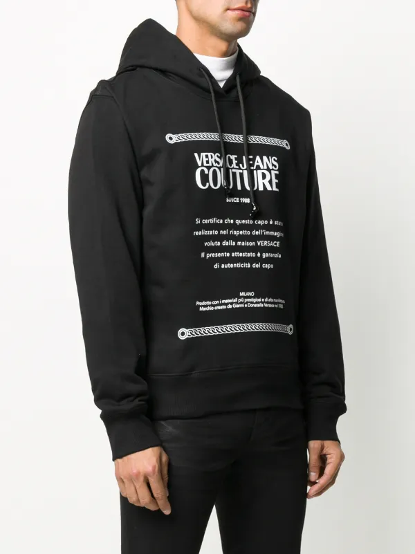 Versace Jeans Couture graphic-print Logo Hoodie | Black | FARFETCH
