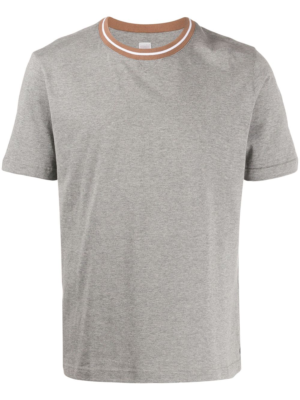 Shop Eleventy Striped Neckline T-shirt In Grey