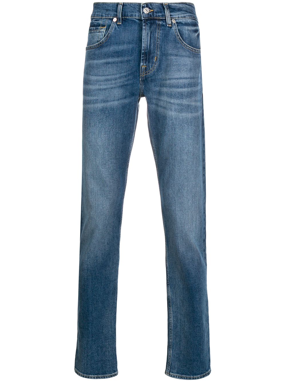 7 For All Mankind Slimmy Mid-rise Tapered Jeans In Blue