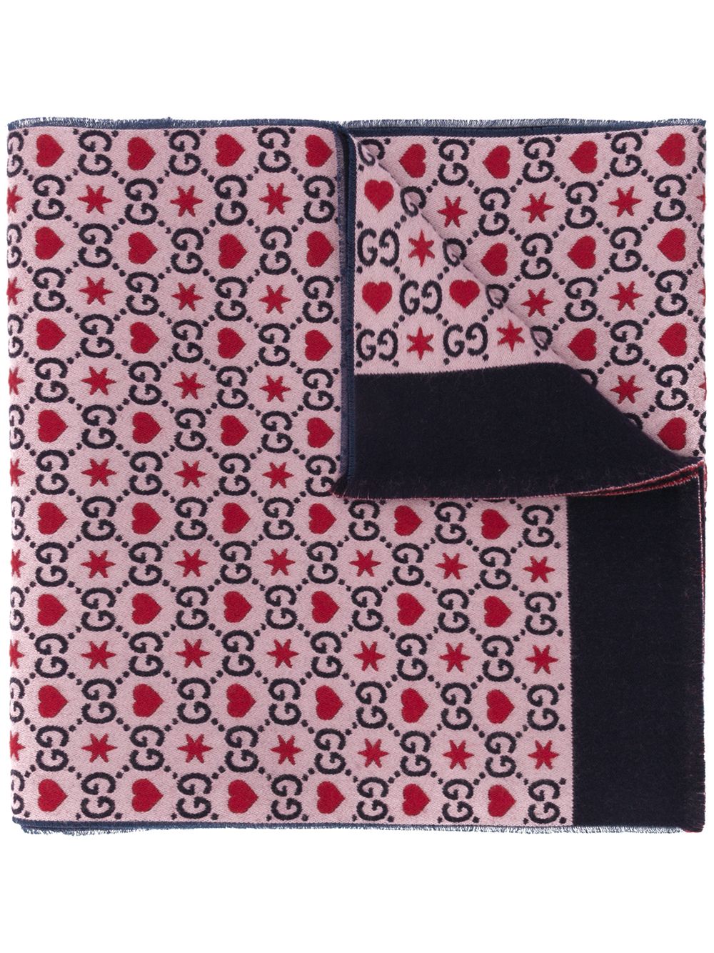 Gucci Gg Hearts Scarf In Blue