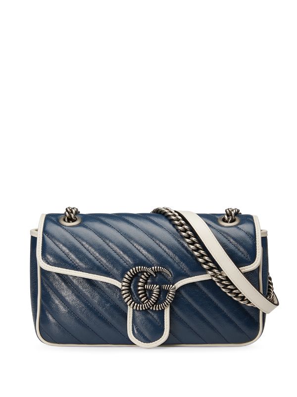 Shop blue Gucci GG Marmont shoulder bag 