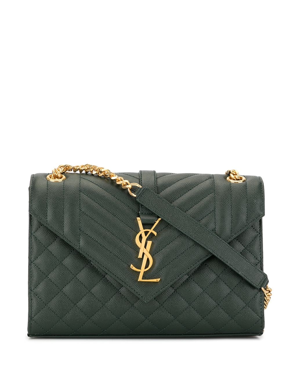 Saint Laurent Quilted Envelope Shoulder Bag In 3144 Dk Min/dk Min/dk Min