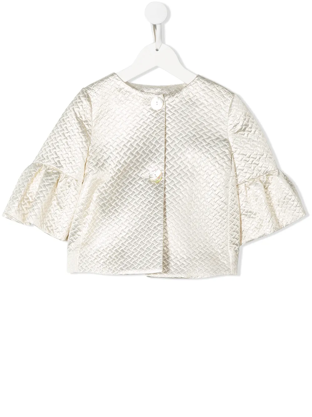 Monnalisa Textured Flared Sleeve Jacket In Gold