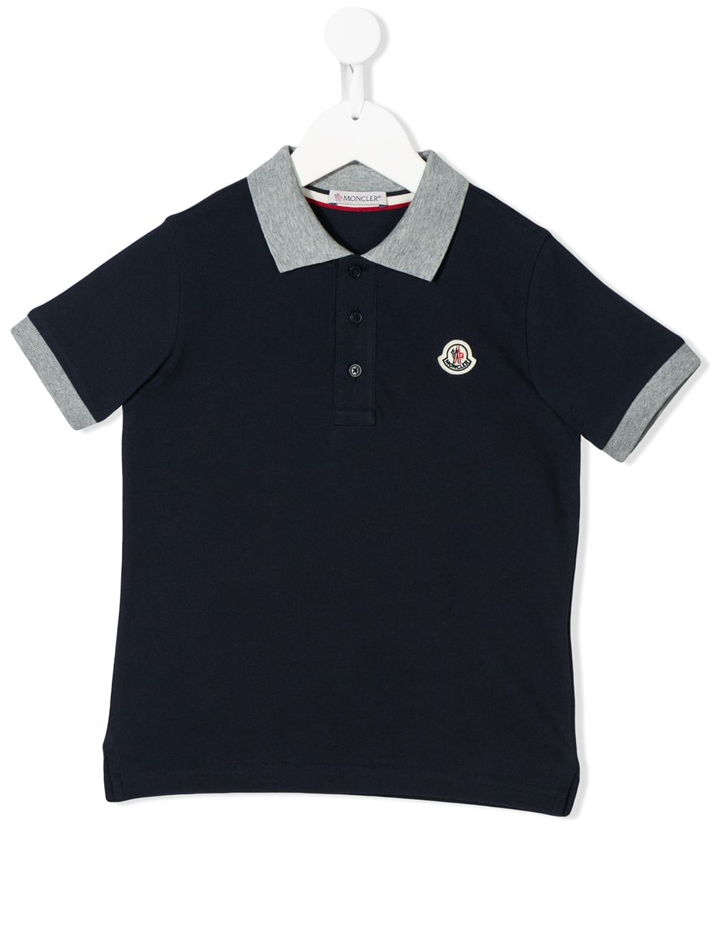 Shop Moncler Contrast-trimmed Polo Shirt In Blue