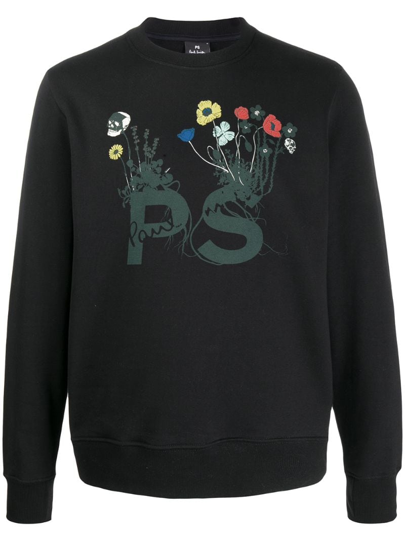 Ps By Paul Smith Floral Print Sweatshirt In Black