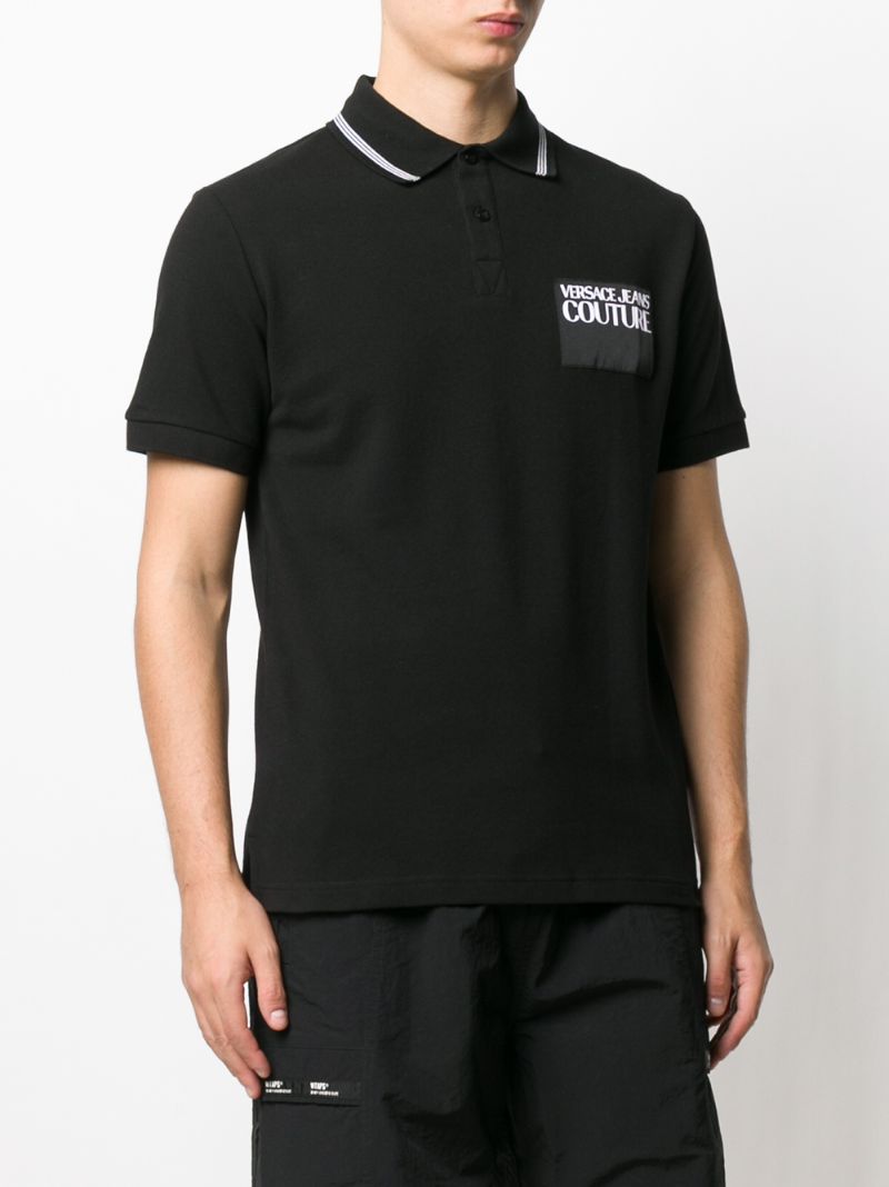 Shop Versace Jeans Couture Logo Polo Shirt In Black