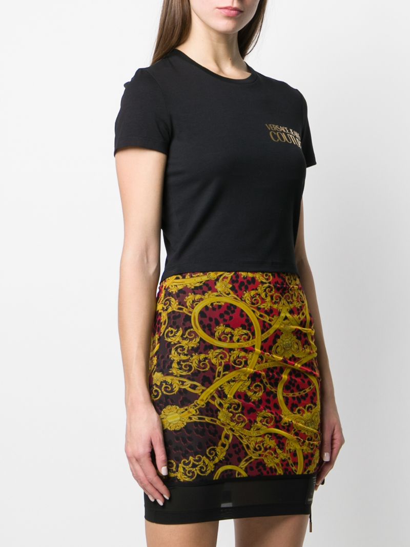 Shop Versace Jeans Couture Cropped-t-shirt Mit Logo-print In Black