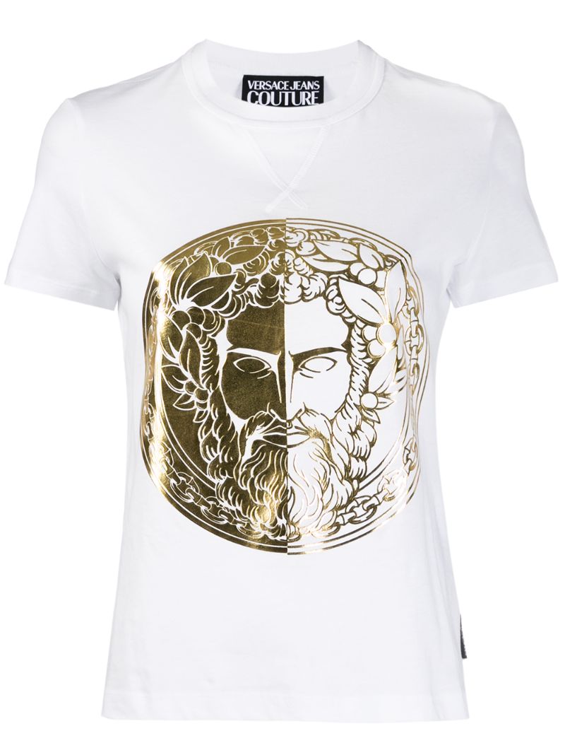 Versace Jeans Couture Metallic Logo T-shirt In White