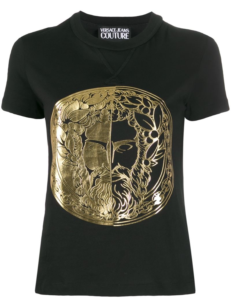 Versace Jeans Couture Metallic Logo T-shirt In Black