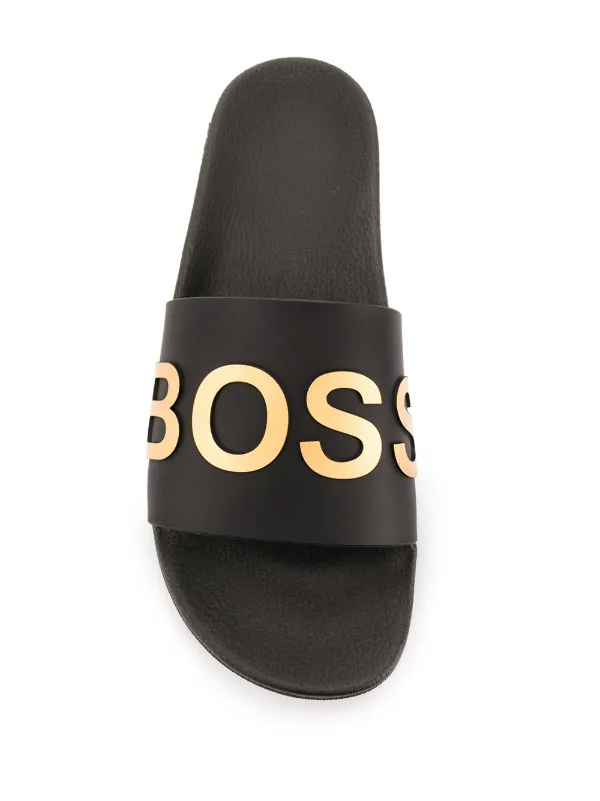 Shop BOSS Italian-made logo slides with 