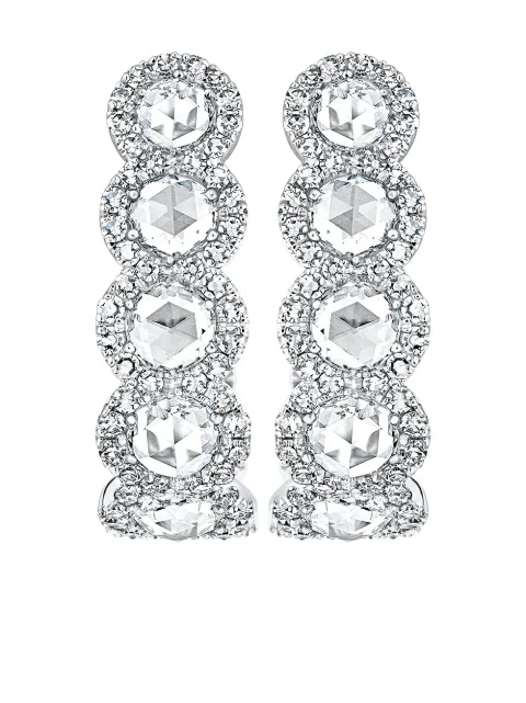 David Morris 18kt white gold rose-cut diamond size 2 hoop earrings